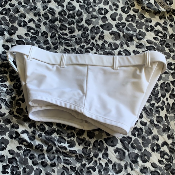 White spandex booty boy shorts Y2K yoga swim beach summer small - Picture 5 of 9